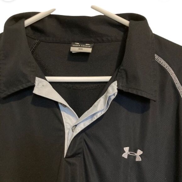 UNDER ARMOUR Black Silver Trim Golf Tennis Polo shirt Mens XXL - Picture 11 of 16